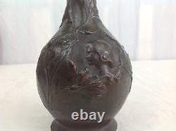 Jacques CALLOT Vase bronze patiné signé ART NOUVEAU profil féminin c. 1900