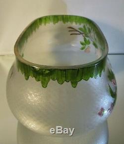 Jardinière / Vase Art Nouveau verre émaillé Baccarat Legras Choisy le Roi