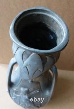 Jean GARNIER (1853-1910) Vase en étain Sylphide Nymphe ART NOUVEAU vers 1900