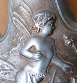 Jean GARNIER (1853-1910) Vase en étain Sylphide Nymphe ART NOUVEAU vers 1900