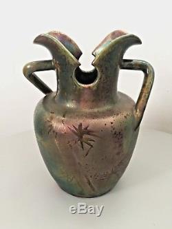 Jérome Massier Vallauris, superbe rare vase en céramique irisée, Art Nouveau