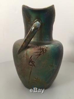 Jérome Massier Vallauris, superbe rare vase en céramique irisée, Art Nouveau