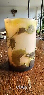 Joli Vase Art Nouveau GALLÉ Dégagé Acide Decor Branche De Noisetier Vers 1910