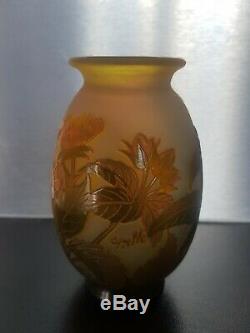 Joli Vase Gallé 3 Couleurs Art Nouveau Dégagé Acide 1900 Old Vase Gallé No Copy