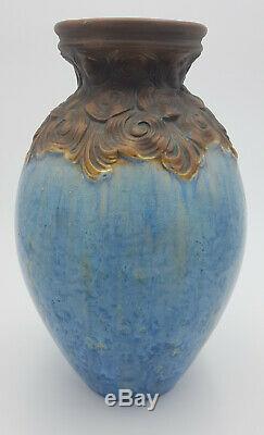 Joseph Mougin Nancy 308 J Vase Gres Emaille Cristallisations Bleues Art Nouveau