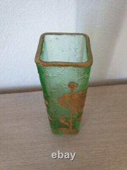 Jules Mabut A la paix Art nouveau vase en verre acide 1900 gallé legras Daum