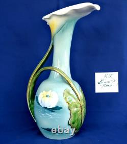 KELLER & GUERIN Lunéville Vase Pichet Arums et Nénuphars Art Nouveau 1900