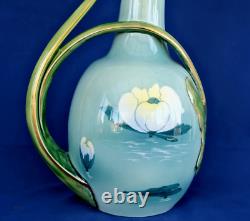 KELLER & GUERIN Lunéville Vase Pichet Arums et Nénuphars Art Nouveau 1900