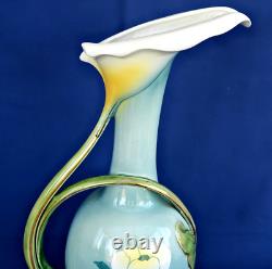 KELLER & GUERIN Lunéville Vase Pichet Arums et Nénuphars Art Nouveau 1900