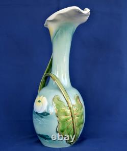 KELLER & GUERIN Lunéville Vase Pichet Arums et Nénuphars Art Nouveau 1900