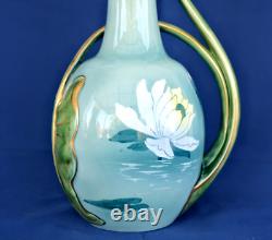 KELLER & GUERIN Lunéville Vase Pichet Arums et Nénuphars Art Nouveau 1900
