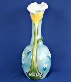 KELLER & GUERIN Lunéville Vase Pichet Arums et Nénuphars Art Nouveau 1900