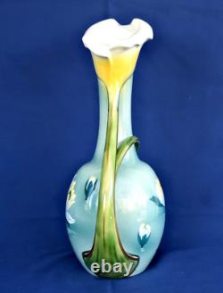 KELLER & GUERIN Lunéville Vase Pichet Arums et Nénuphars Art Nouveau 1900