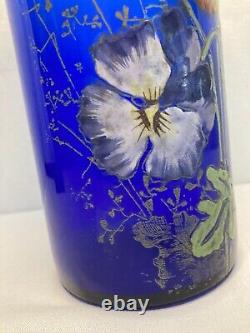 LEGRAS, Art nouveau vase rouleau en verre émaillé vers 1900