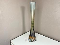 LEGRAS Long Vase Soliflore en Verre a Décor Emaillée Signé 40 cm Art Nouveau