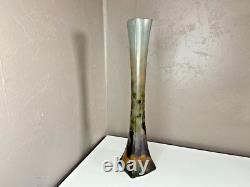 LEGRAS Long Vase Soliflore en Verre a Décor Emaillée Signé 40 cm Art Nouveau
