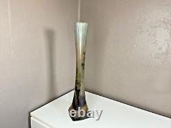 LEGRAS Long Vase Soliflore en Verre a Décor Emaillée Signé 40 cm Art Nouveau