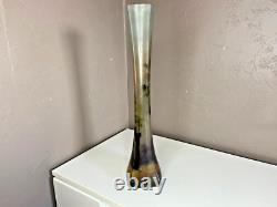 LEGRAS Long Vase Soliflore en Verre a Décor Emaillée Signé 40 cm Art Nouveau
