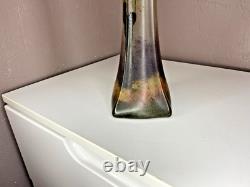 LEGRAS Long Vase Soliflore en Verre a Décor Emaillée Signé 40 cm Art Nouveau
