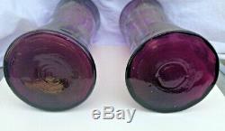 LEGRAS Paire de Vase décor aux chardons violet ART NOUVEAU
