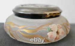 LEGRAS SAINT DENIS BOITE VERRE ÉMAILLÉ DEGAGE A L'ACIDE GIVRÉ ART NOUVEAU vase