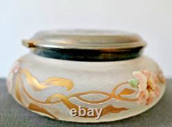 LEGRAS SAINT DENIS BOITE VERRE ÉMAILLÉ DEGAGE A L'ACIDE GIVRÉ ART NOUVEAU vase