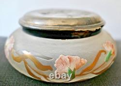 LEGRAS SAINT DENIS BOITE VERRE ÉMAILLÉ DEGAGE A L'ACIDE GIVRÉ ART NOUVEAU vase