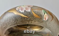 LEGRAS SAINT DENIS BOITE VERRE ÉMAILLÉ DEGAGE A L'ACIDE GIVRÉ ART NOUVEAU vase