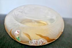 LEGRAS SAINT DENIS BOITE VERRE ÉMAILLÉ DEGAGE A L'ACIDE GIVRÉ ART NOUVEAU vase
