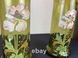 LEGRAS paire d Ancien vase émaillé décor floral art nouveau MONTJOYE
