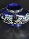 LEGRAS vase Jardinière émaillée Bleue FLEURS DE MAÏS. Art nouveau