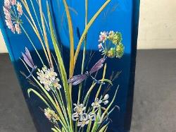 LEGRAS vase émaillé décor floral avec libellule art nouveau