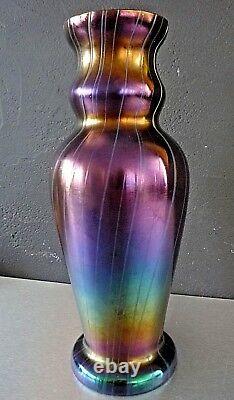 LOETZ KRALIK Grand vase art nouveau irisé-iridescent glass-42,5cm, daum, gallé