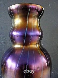 LOETZ KRALIK Grand vase art nouveau irisé-iridescent glass-42,5cm, daum, gallé
