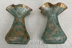LOETZ Rare Paire vases Papillon numérotés IV / 706 Art Nouveau Collection