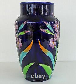 LONGCHAMP TERRE DE FER Vase Emaux Cloisonnés Aux IRIS Art Nouveau XIXème