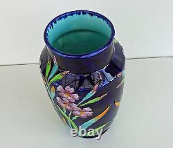 LONGCHAMP TERRE DE FER Vase Emaux Cloisonnés Aux IRIS Art Nouveau XIXème