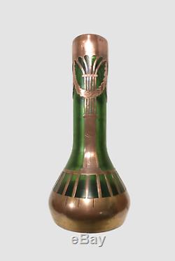 LÖTZ KRALIK, beau vase irisé et cuivre, Sécession Viennoise, 1900 Art Nouveau