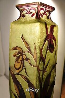 Large Antique Baccarat Art Nouveau Vase Ancien Givre 30 CM