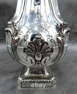 Large Antique Vase Christofle Plaqué Argent Français Art Nouveau Gallia Orné