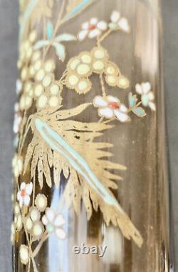 Legras Ancien Grand Vase En Verre Emaille Aux Mimosa Art Nouveau Vallerysthal