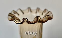 Legras Ancien Grand Vase En Verre Emaille Aux Mimosa Art Nouveau Vallerysthal