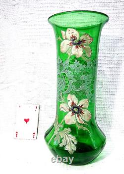 Legras Enamelled Glass Vase Emaille Fleurs Anemones Art Nouveau Jugendstil 19eme