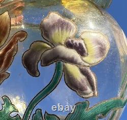 Legras Enamelled Glass Vase Emaille Fleurs Anemones Art Nouveau Jugendstil 19eme