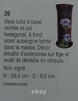 Legras Enamelled Glass Vase Emaille Fleurs Anemones Art Nouveau Jugendstil 19eme