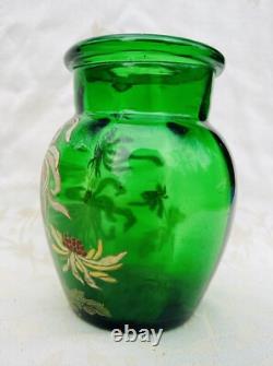 Legras Enamelled Glass Vase Emaille Fleurs Chrysantheme Art Nouveau 19eme Xixeme