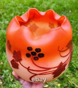 Legras Enamelled Glass Vase Emaille Fleurs Fruits Art Nouveau Jugendstil 19eme