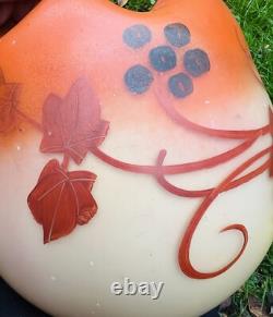 Legras Enamelled Glass Vase Emaille Fleurs Fruits Art Nouveau Jugendstil 19eme