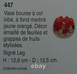 Legras Enamelled Glass Vase Emaille Fleurs Fruits Art Nouveau Jugendstil 19eme