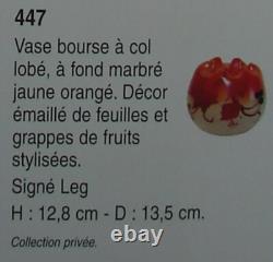 Legras Enamelled Glass Vase Emaille Fleurs Fruits Art Nouveau Jugendstil 19eme